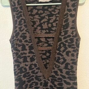 ASOS floor length knit sparkle cheetah print dress size S